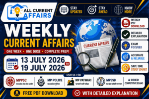 Weekly MP Current Affairs | 13 July to 19 July 2026 | MPPSC, MPESB, MP Police
