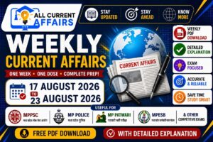 Weekly MP Current Affairs | 17 August 2026 to 23 August 2026 | MPPSC, MPESB, MP Police